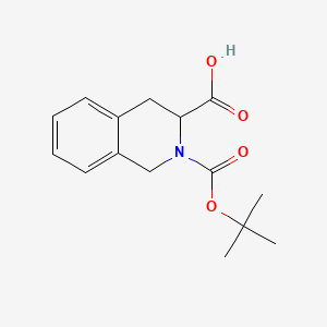 Chemical structure of 2-(tert-Butoxycarbonyl)-1,2,3,4-tetrahydroisoquinoline-3-carboxylic acid