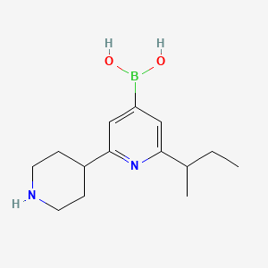 Chemical structure of 2-(sec-Butyl)-6-(piperidin-4-yl)pyridine-4-boronic acid
