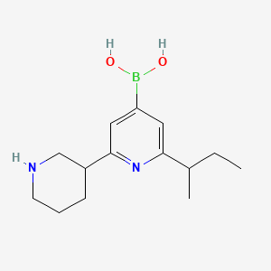 Chemical structure of 2-(sec-Butyl)-6-(piperidin-3-yl)pyridine-4-boronic acid