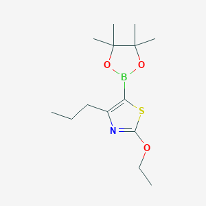 Chemical structure of 2-(Pyrrolidino)thiophene-4-boronic acid pinacol ester
