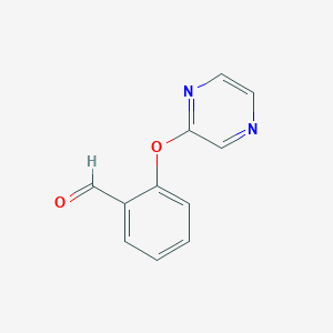 Chemical structure of 2-(Pyrazin-2-yloxy)benzaldehyde