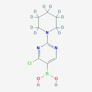 Chemical structure of 2-(Piperidino-d10)-4-chloropyrimidine-5-boronic acid