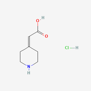 Chemical structure of 2-(Piperidin-4-ylidene)acetic acid hydrochloride