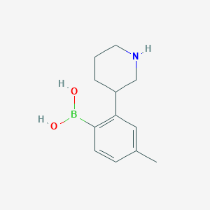 Chemical structure of 2-(Piperidin-3-yl)-4-methylphenylboronic acid