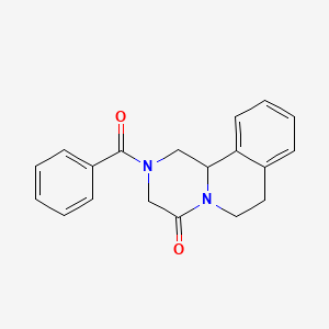 Chemical structure of 2-(phenylcarbonyl)-1,2,3,6,7,11b-hexahydro-4H-pyrazino[2,1-a]isoquinolin-4-one