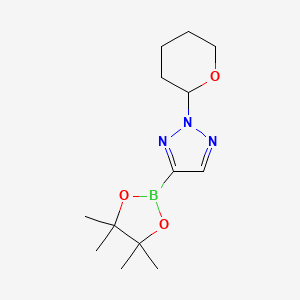 Chemical structure of 2-(Oxan-2-yl)-4-(tetramethyl-1,3,2-dioxaborolan-2-yl)-2H-1,2,3-triazole