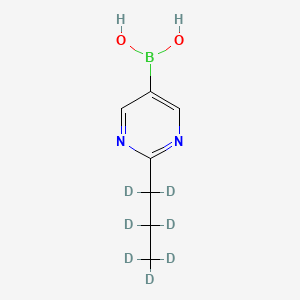 Chemical structure of 2-(n-Propyl-d7)-pyrimidine-5-boronic acid