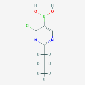 Chemical structure of 2-(n-Propyl-d7)-4-chloropyrimidine-5-boronic acid
