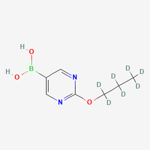 Chemical structure of 2-(n-Propoxy-d7)-pyrimidine-5-boronic acid