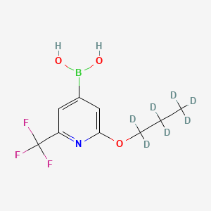 Chemical structure of 2-(n-Propoxy-d7)-6-trifluoromethylpyridine-4-boronic acid