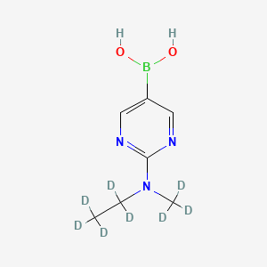 Chemical structure of 2-(Methylethylamino-d8)-pyrimidine-5-boronic acid