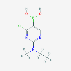 Chemical structure of 2-(Methylethylamino-d8)-4-chloropyrimidine-5-boronic acid