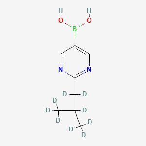 Chemical structure of 2-(iso-Butyl-d9)-pyrimidine-5-boronic acid