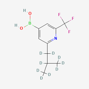 Chemical structure of 2-(iso-Butyl-d9)-6-trifluoromethylpyridine-4-boronic acid