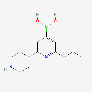Chemical structure of 2-(iso-Butyl)-6-(piperidin-4-yl)pyridine-4-boronic acid