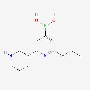 Chemical structure of 2-(iso-Butyl)-6-(piperidin-3-yl)pyridine-4-boronic acid