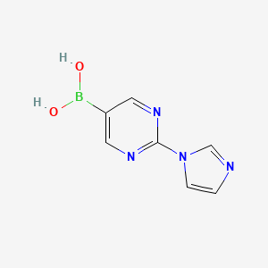 Chemical structure of 2-(Imidazol-1-yl)pyrimidine-5-boronic acid
