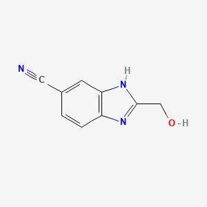Chemical structure of 2-(hydroxymethyl)-3H-benzimidazole-5-carbonitrile