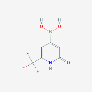 Chemical structure of 2-(Hydroxy)-6-(trifluoromethyl)pyridine-4-boronic acid