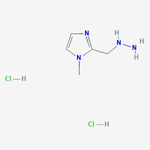 Chemical structure of 2-(Hydrazinylmethyl)-1-methyl-1H-imidazole dihydrochloride