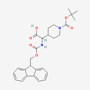 Chemical structure of 2-(Fmoc-amino)-2-(1-Boc-4-piperidyl)acetic Acid