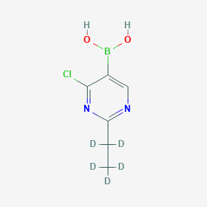 Chemical structure of 2-(Ethyl-d5)-4-chloropyrimidine-5-boronic acid