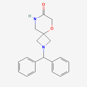 Chemical structure of 2-Benzhydryl-5-oxa-2,8-diazaspiro[3.5]nonan-7-one