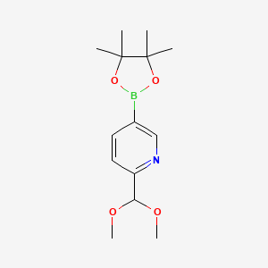 Chemical structure of 2-(Dimethoxymethyl)pyridine-5-boronic acid, pinacol ester