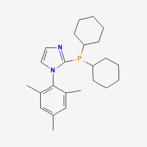 Chemical structure of 2-(Dicyclohexylphosphino)-1-(2,4,6-trimethyl-phenyl)-1H-imidazole