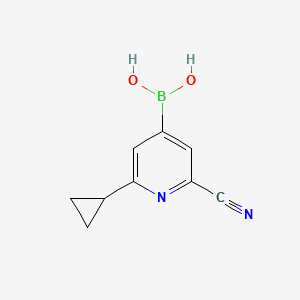 Chemical structure of 2-(Cyclopropyl)-6-cyanopyridine-4-boronic acid
