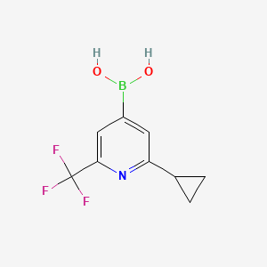 Chemical structure of 2-(Cyclopropyl)-6-(trifluoromethyl)pyridine-4-boronic acid