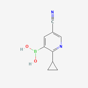 Chemical structure of 2-(Cyclopropyl)-5-cyanopyridine-3-boronic acid