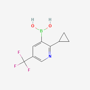 Chemical structure of 2-(Cyclopropyl)-5-(trifluoromethyl)pyridine-3-boronic acid