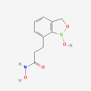 Chemical structure of 2-(Cyclopropyl)-5-(methoxycarbonyl)pyridine-3-boronic acid