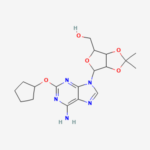Chemical structure of 2-(Cyclopentyloxy)-2',3'-O-(1-methylethylidene)-adenosine
