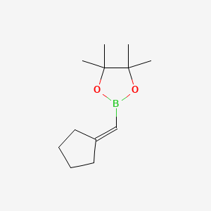 Chemical structure of 2-(cyclopentylidenemethyl)-4,4,5,5-tetramethyl-1,3,2-dioxaborolane