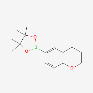 Chemical structure of 2-(chroman-6-yl)-4,4,5,5-tetramethyl-1,3,2-dioxaborolane