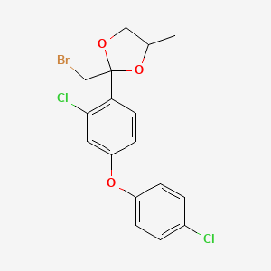 Chemical structure of 2-(Bromomethyl)-2-(2-chloro-4-(4-chlorophenoxy)phenyl)-4-methyl-1,3-dioxolane