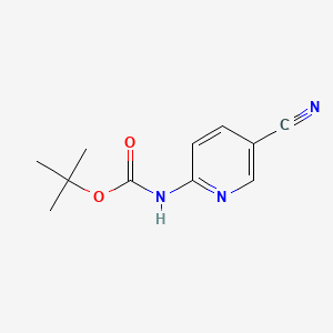 Chemical structure of 2-(Boc-amino)-5-cyanopyridine