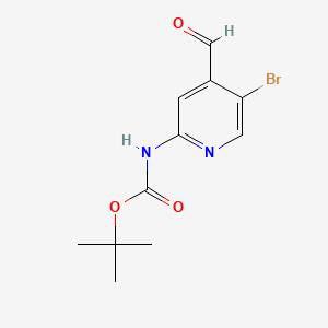 Chemical structure of 2-(Boc-amino)-5-bromoisonicotinaldehyde