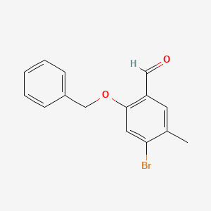 Chemical structure of 2-(benzyloxy)-4-bromo-5-methylbenzaldehyde