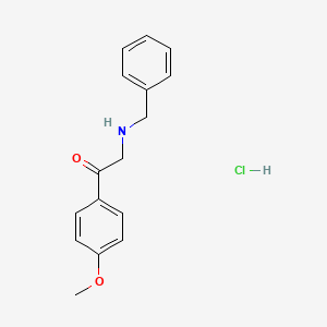 Chemical structure of 2-(Benzylamino)-1-(4-methoxyphenyl)ethanone hydrochloride
