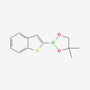 Chemical structure of 2-(benzo[b]thiophen-2-yl)-5,5-dimethyl-1,3,2-dioxaborolane