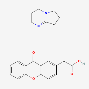 Chemical structure of 2-(9-Oxoxanthen-2-yl)propionic Acid 1,5-Diazabicyclo[4.3.0]non-5-ene Salt