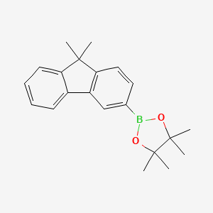Chemical structure of 2-(9,9-Dimethyl-9H-fluoren-3-yl)-4,4,5,5-tetramethyl-1,3,2-dioxaborolane