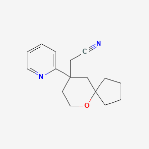 Chemical structure of 2-(9-(Pyridin-2-yl)-6-oxaspiro[4.5]decan-9-yl)acetonitrile