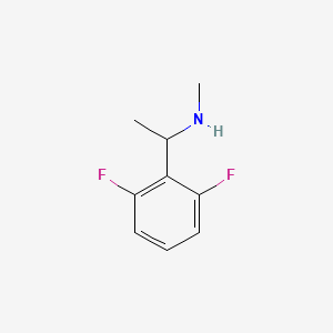 Chemical structure of 2-(7,7-difluorobicyclo[4.1.0]heptan-1-yl)acetonitrile