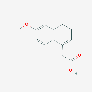 Chemical structure of 2-(6-Methoxy-3,4-dihydronaphthalen-1-yl)acetic acid