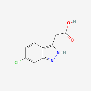 Chemical structure of 2-(6-chloro-1H-indazol-3-yl)aceticacid