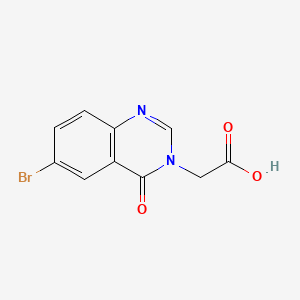 Chemical structure of 2-(6-Bromo-4-oxo-3,4-dihydroquinazolin-3-yl)acetic acid